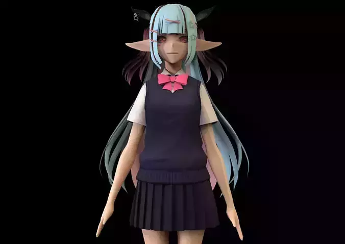 game ready Low Poly Anime Character 29 Low-poly 3D model