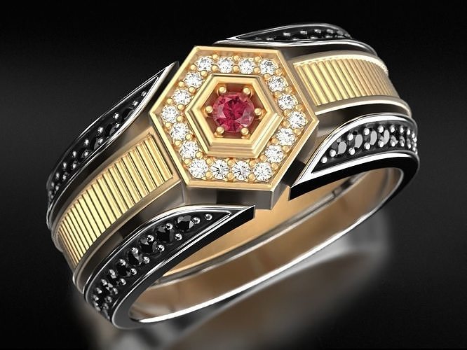 Stylish ring with diamonds 669 3D print model