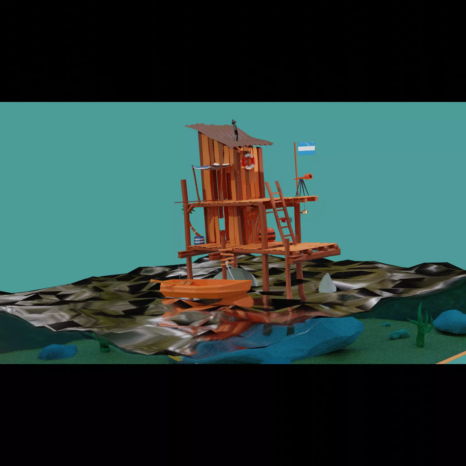 sea shack Free low-poly 3D model