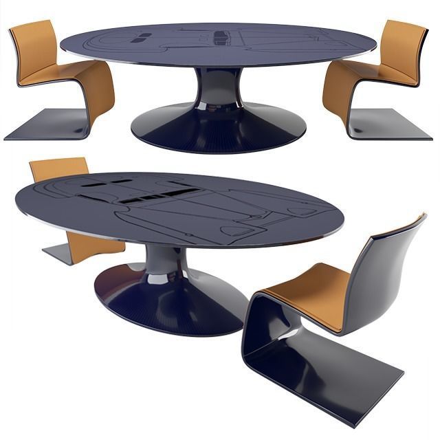 Bugatti  Icon Carbon fiber Desk and Chair Low-poly 3D model_4