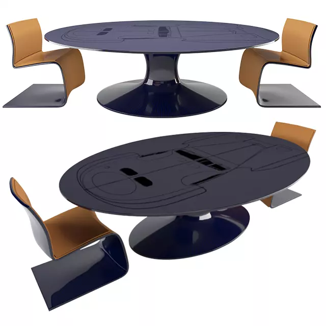 Bugatti  Icon Carbon fiber Desk and Chair Low-poly 3D model_0