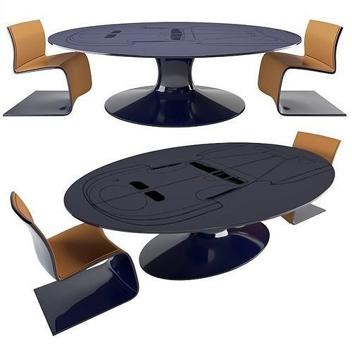 Bugatti  Icon Carbon fiber Desk and Chair Low-poly 3D model
