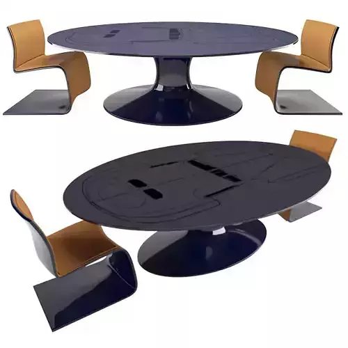 Bugatti  Icon Carbon fiber Desk and Chair Low-poly 3D model