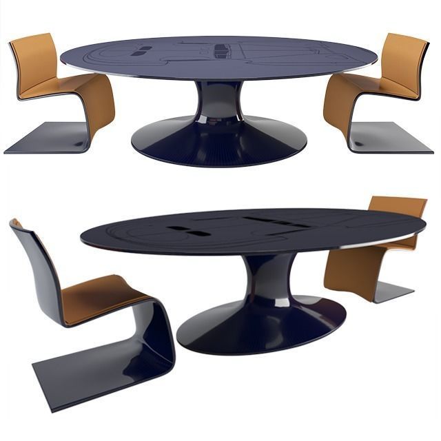 Bugatti  Icon Carbon fiber Desk and Chair Low-poly 3D model_1