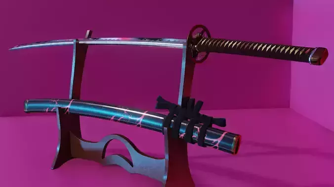 Katana Pink Ornament Sakura Display GAME READY