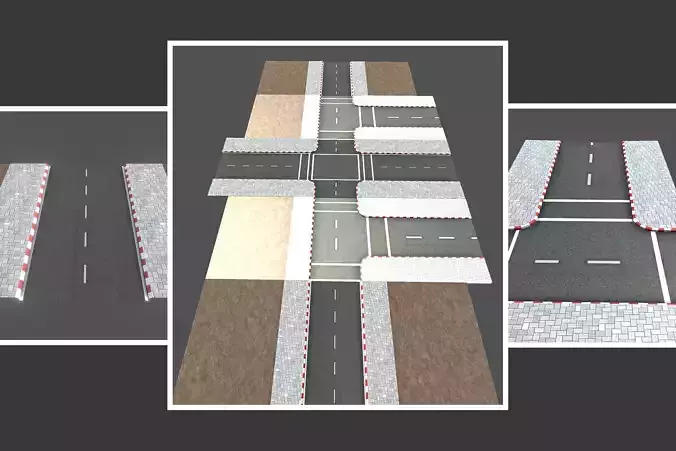 Simple Road Model Low-poly 3D model