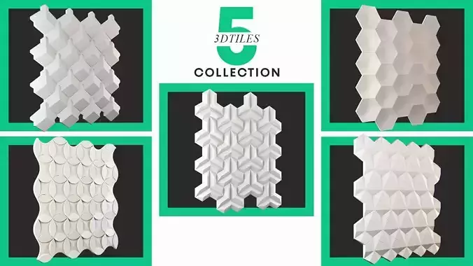 3D TILE -5 TILE COLLECTION pieces of textured wall panels