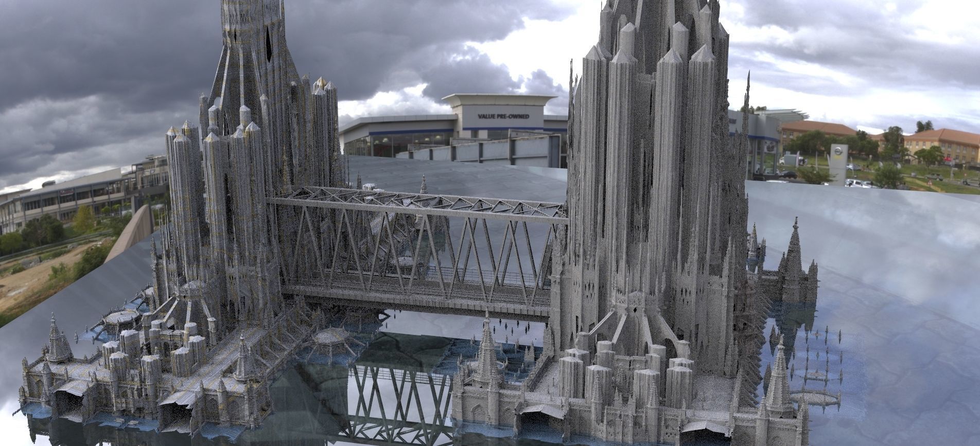 Sci-Fi Industrial Tower Fortress Complex 3D model_1