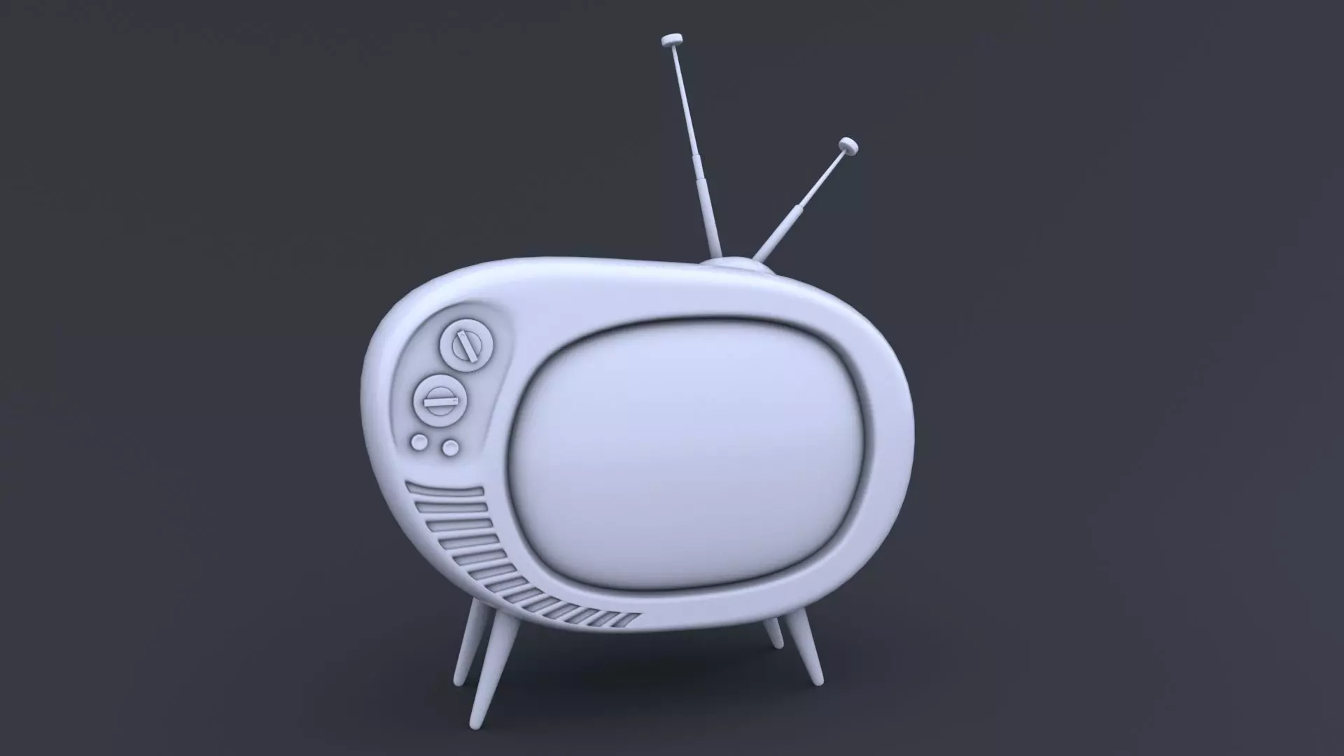 Retro TV Low-poly 3D model_7