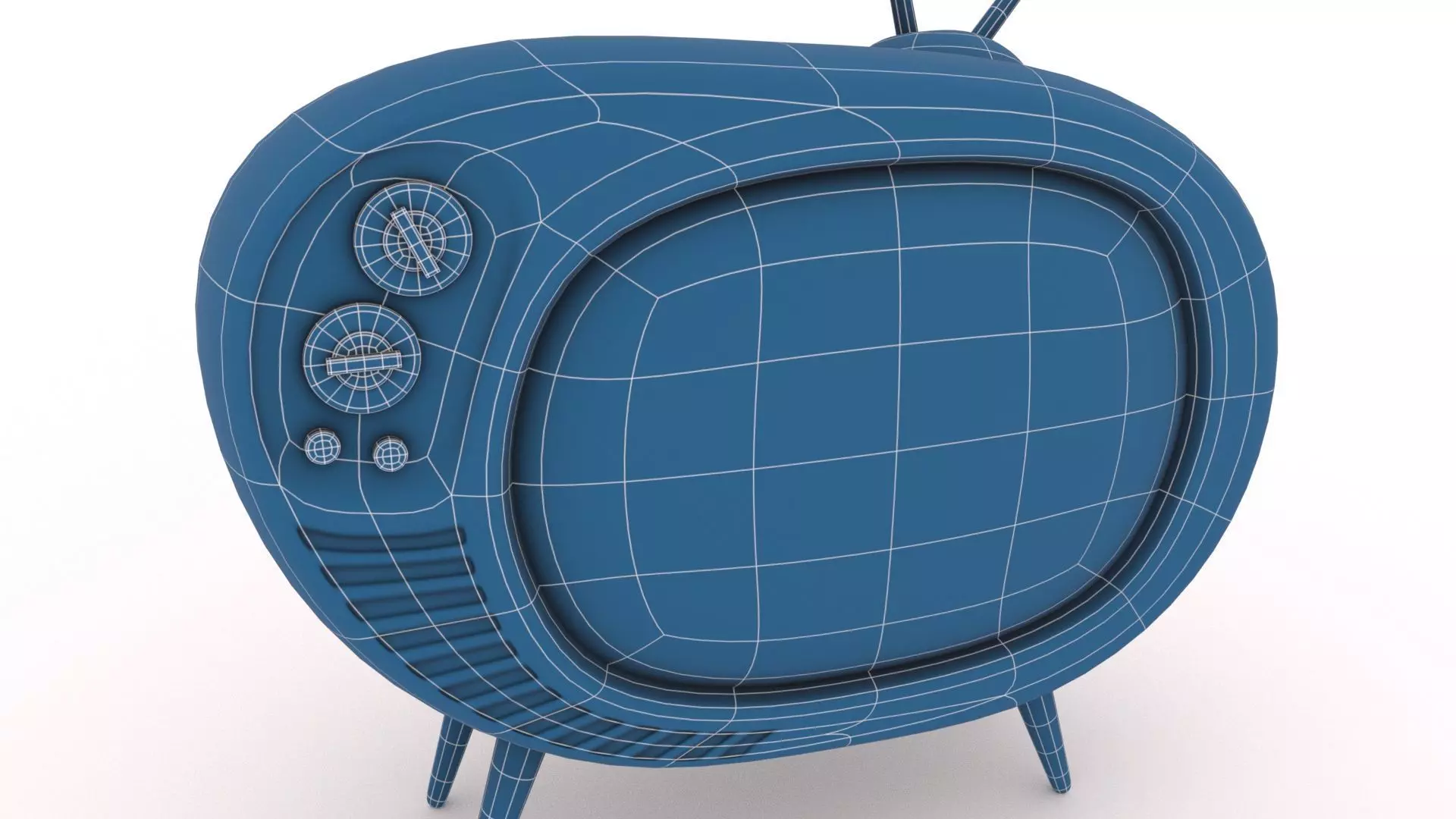 Retro TV Low-poly 3D model_10