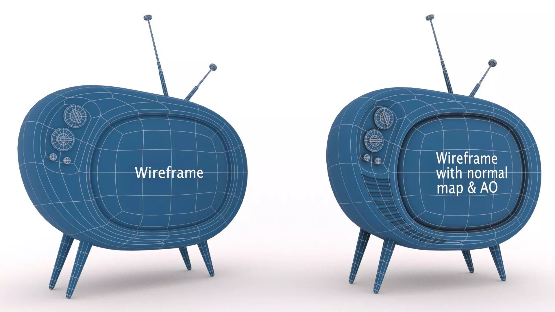 Retro TV Low-poly 3D model_8