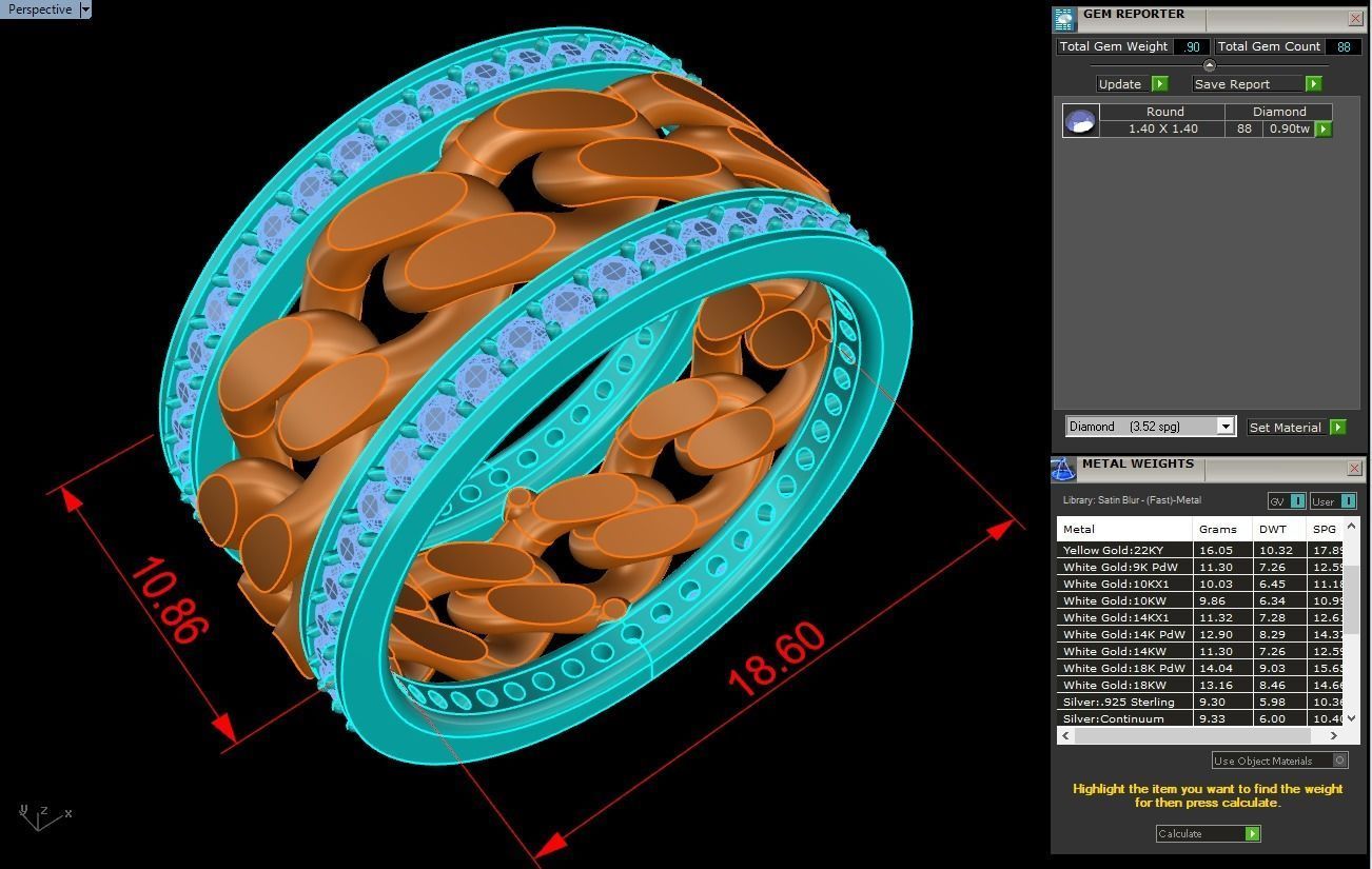 Chain Diamond ring - Miami Cuban ring - N8531 size 8 dot 5 3D print model_9