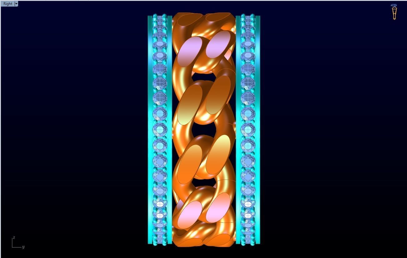 Chain Diamond ring - Miami Cuban ring - N8531 size 8 dot 5 3D print model_13