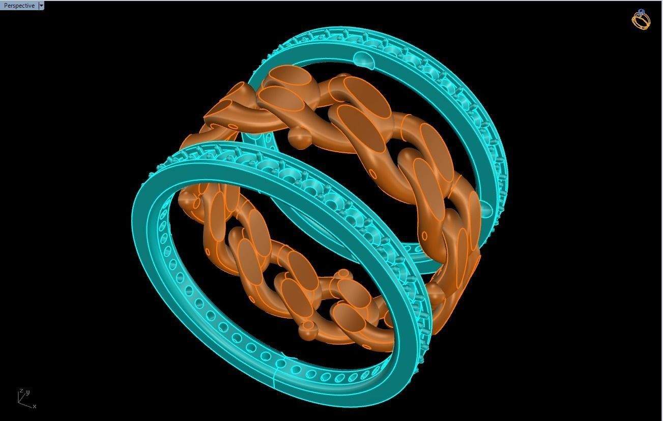 Chain Diamond ring - Miami Cuban ring - N8531 size 8 dot 5 3D print model_10