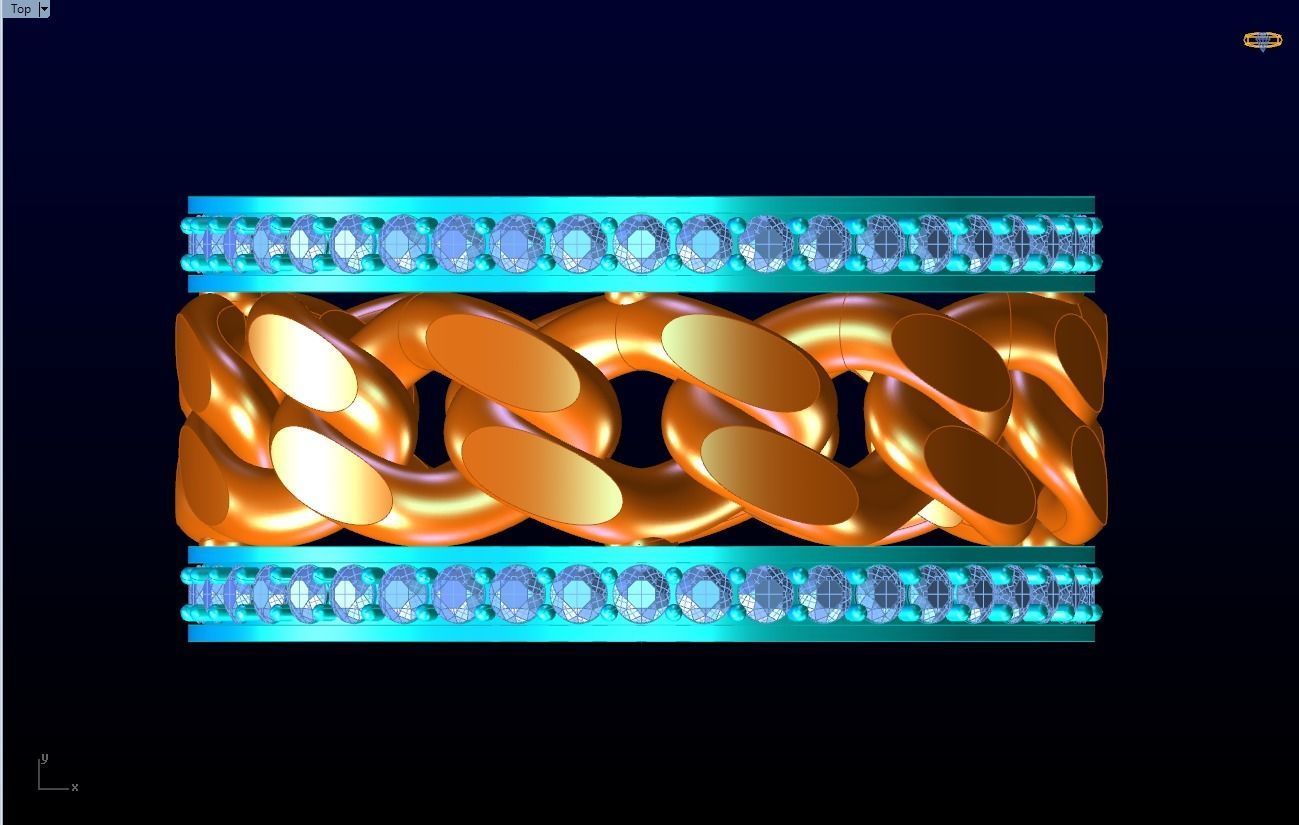 Chain Diamond ring - Miami Cuban ring - N8531 size 8 dot 5 3D print model_14