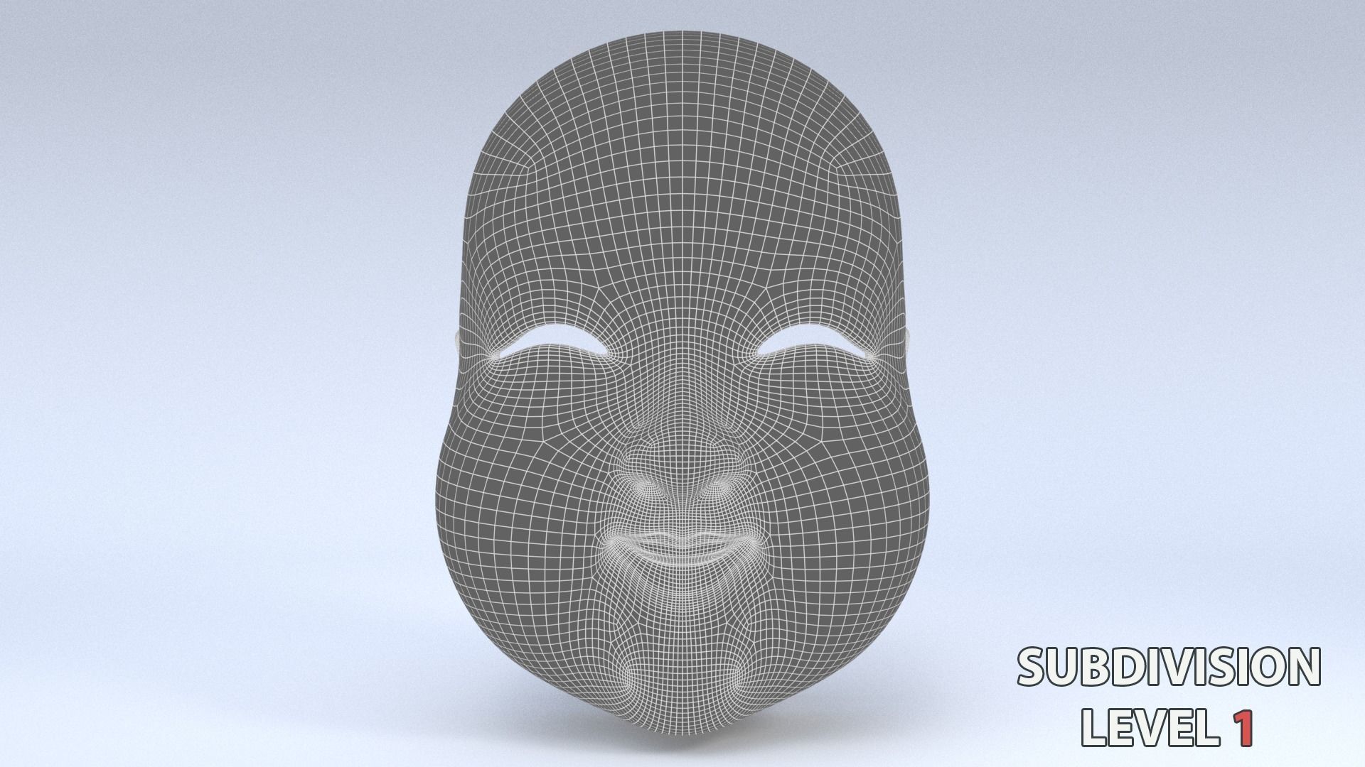 Japanese Okame - Otafuku Noh mask Low-poly 3D model_23