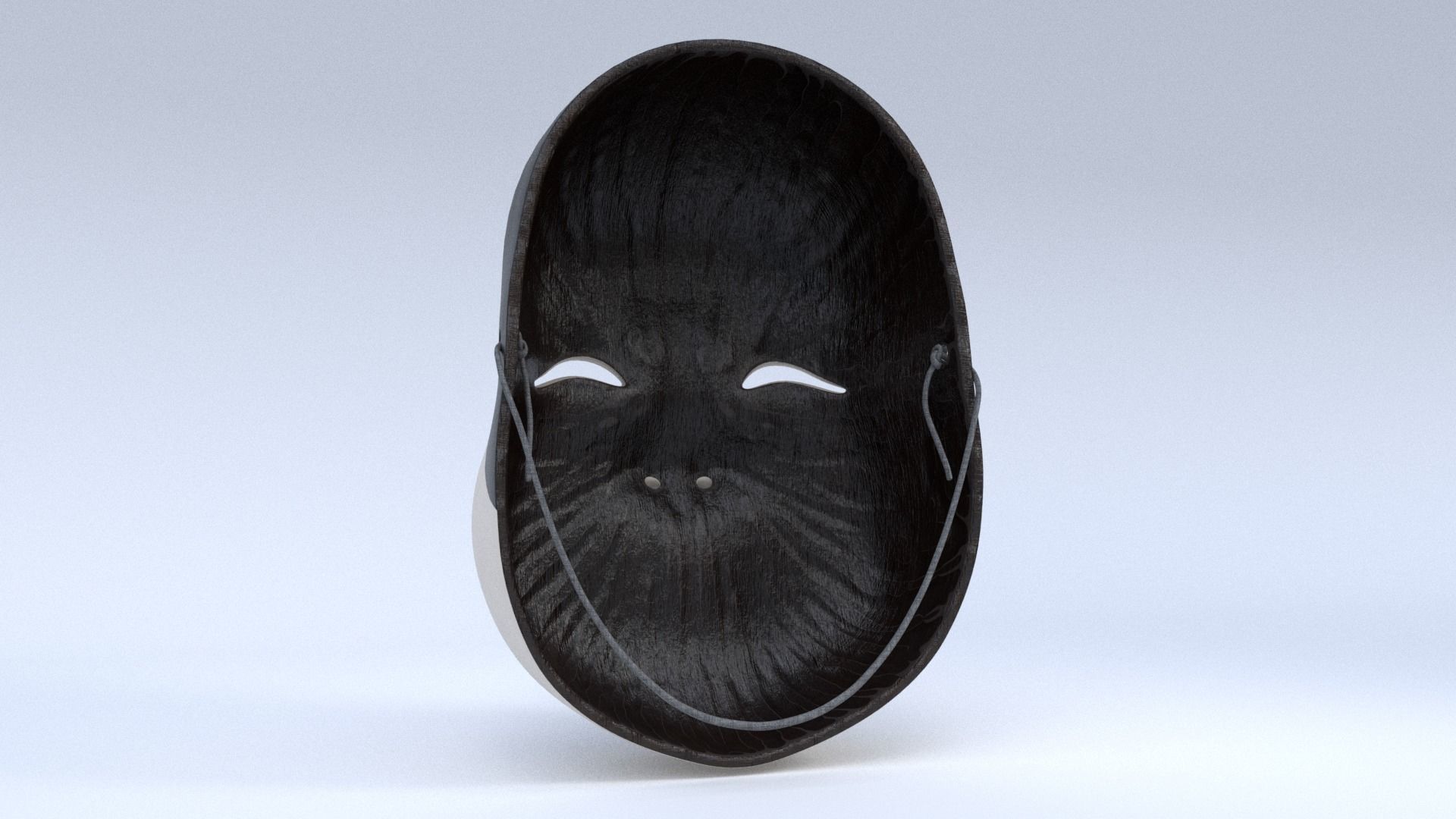 Japanese Okame - Otafuku Noh mask Low-poly 3D model_7