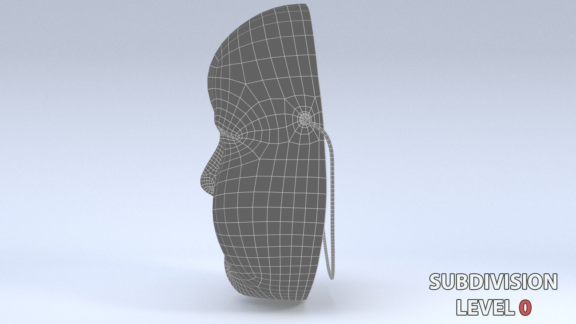Japanese Okame - Otafuku Noh mask Low-poly 3D model_26