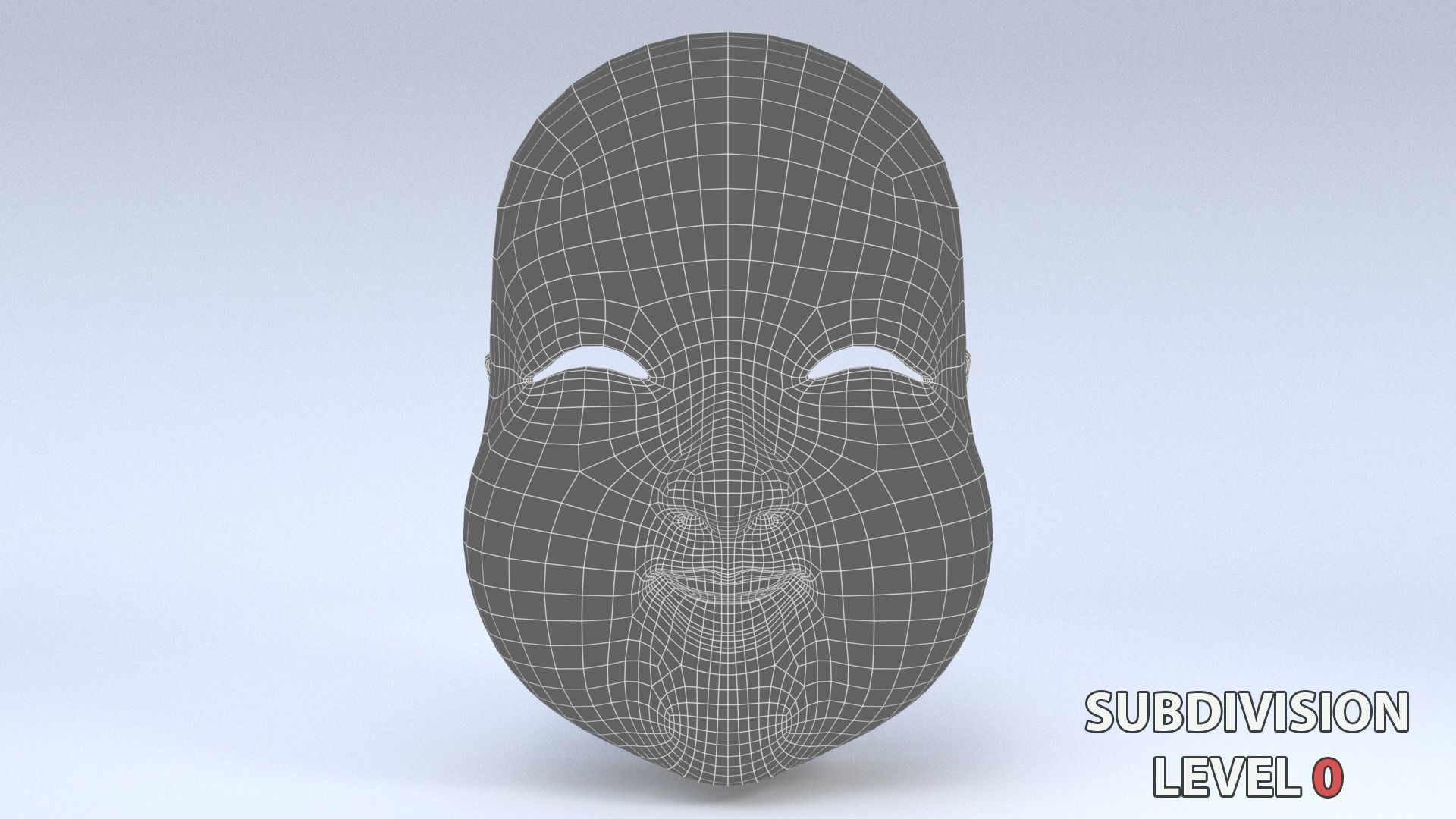 Japanese Okame - Otafuku Noh mask Low-poly 3D model_22