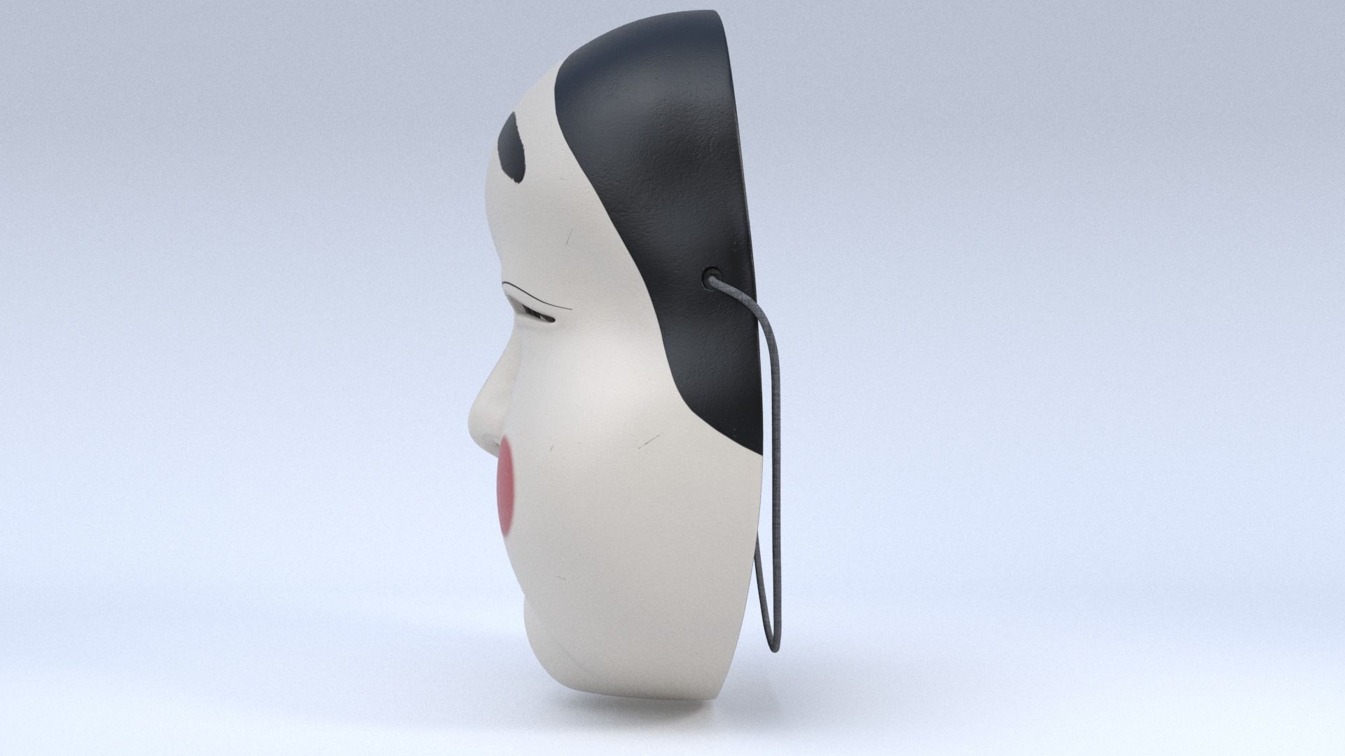 Japanese Okame - Otafuku Noh mask Low-poly 3D model_6