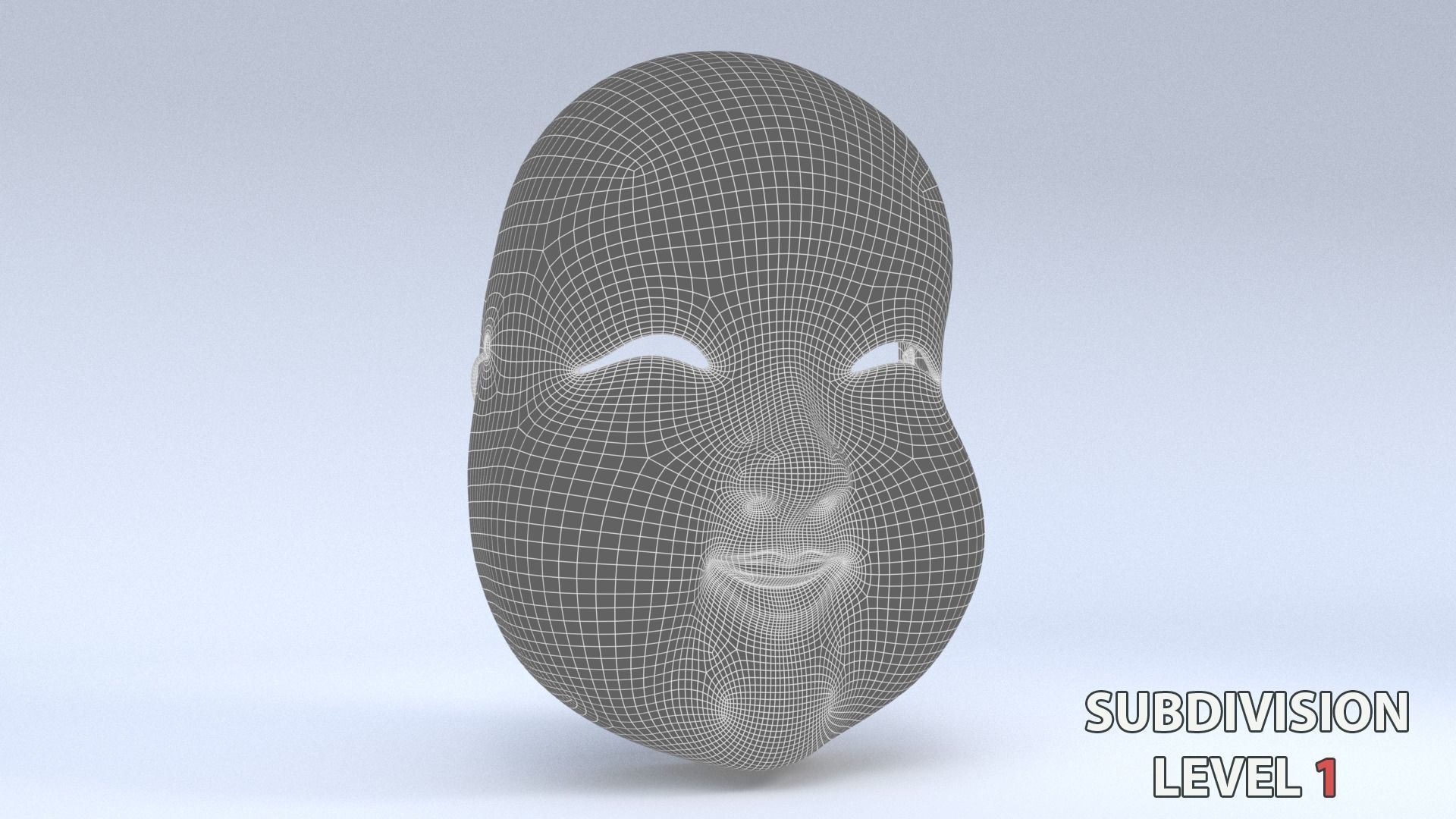 Japanese Okame - Otafuku Noh mask Low-poly 3D model_15