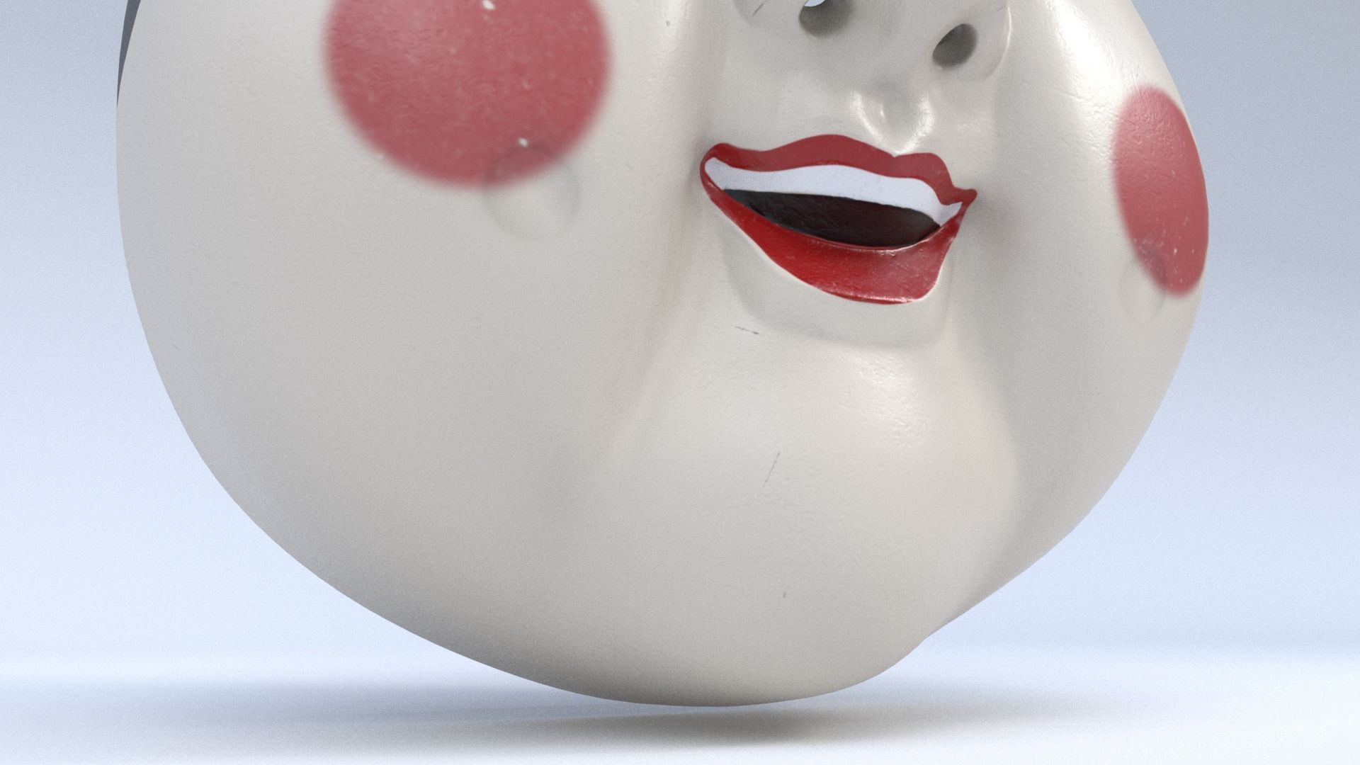 Japanese Okame - Otafuku Noh mask Low-poly 3D model_3