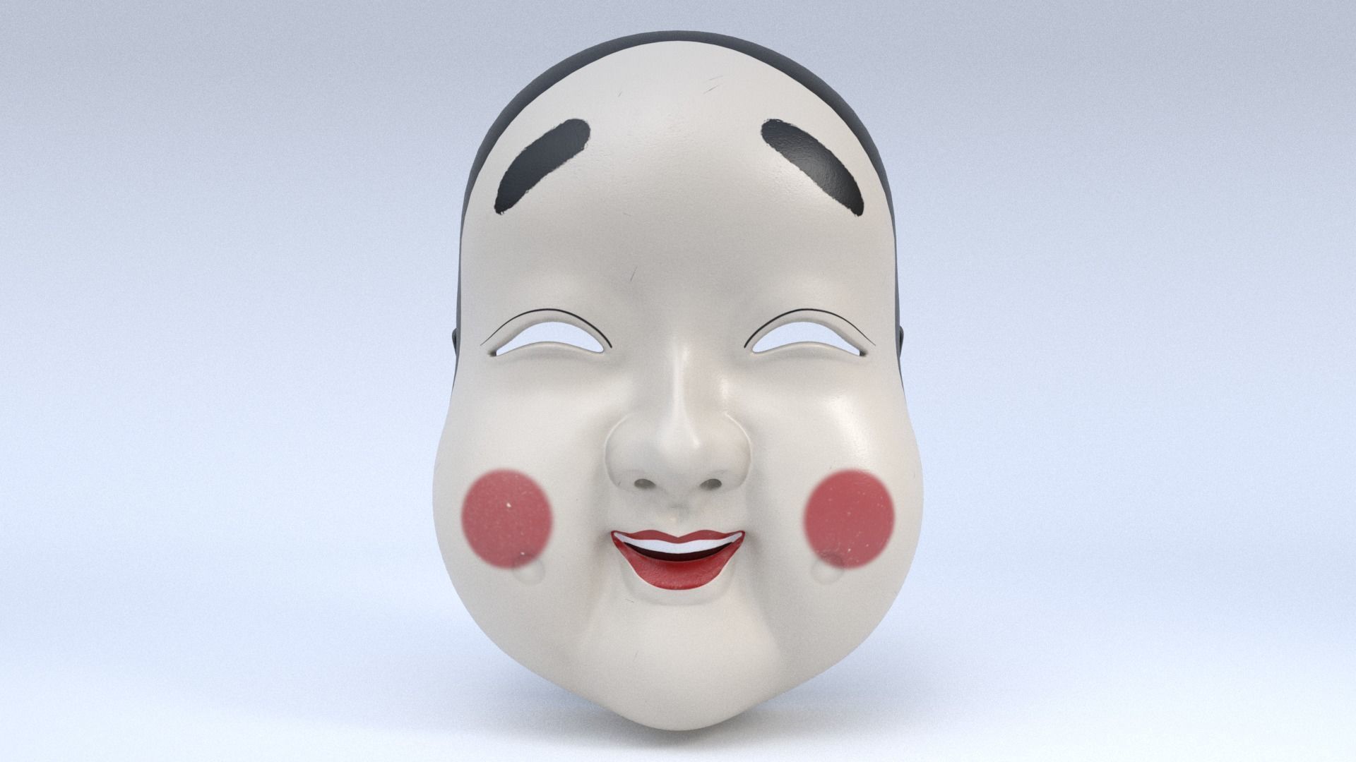Japanese Okame - Otafuku Noh mask Low-poly 3D model_4