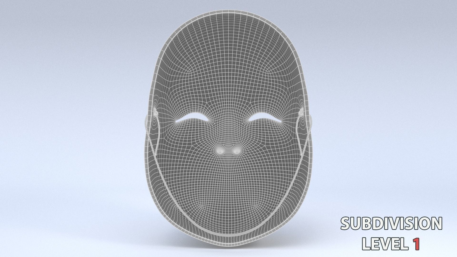 Japanese Okame - Otafuku Noh mask Low-poly 3D model_37