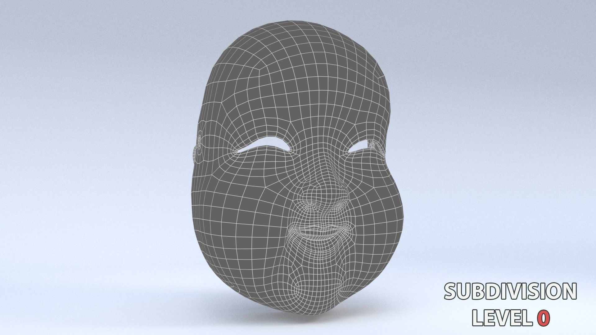 Japanese Okame - Otafuku Noh mask Low-poly 3D model_14