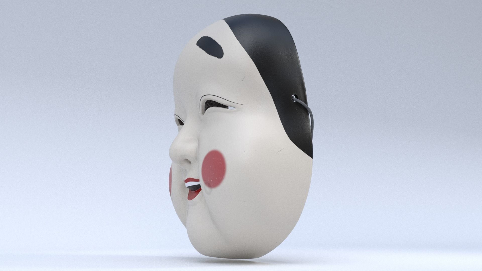 Japanese Okame - Otafuku Noh mask Low-poly 3D model_5