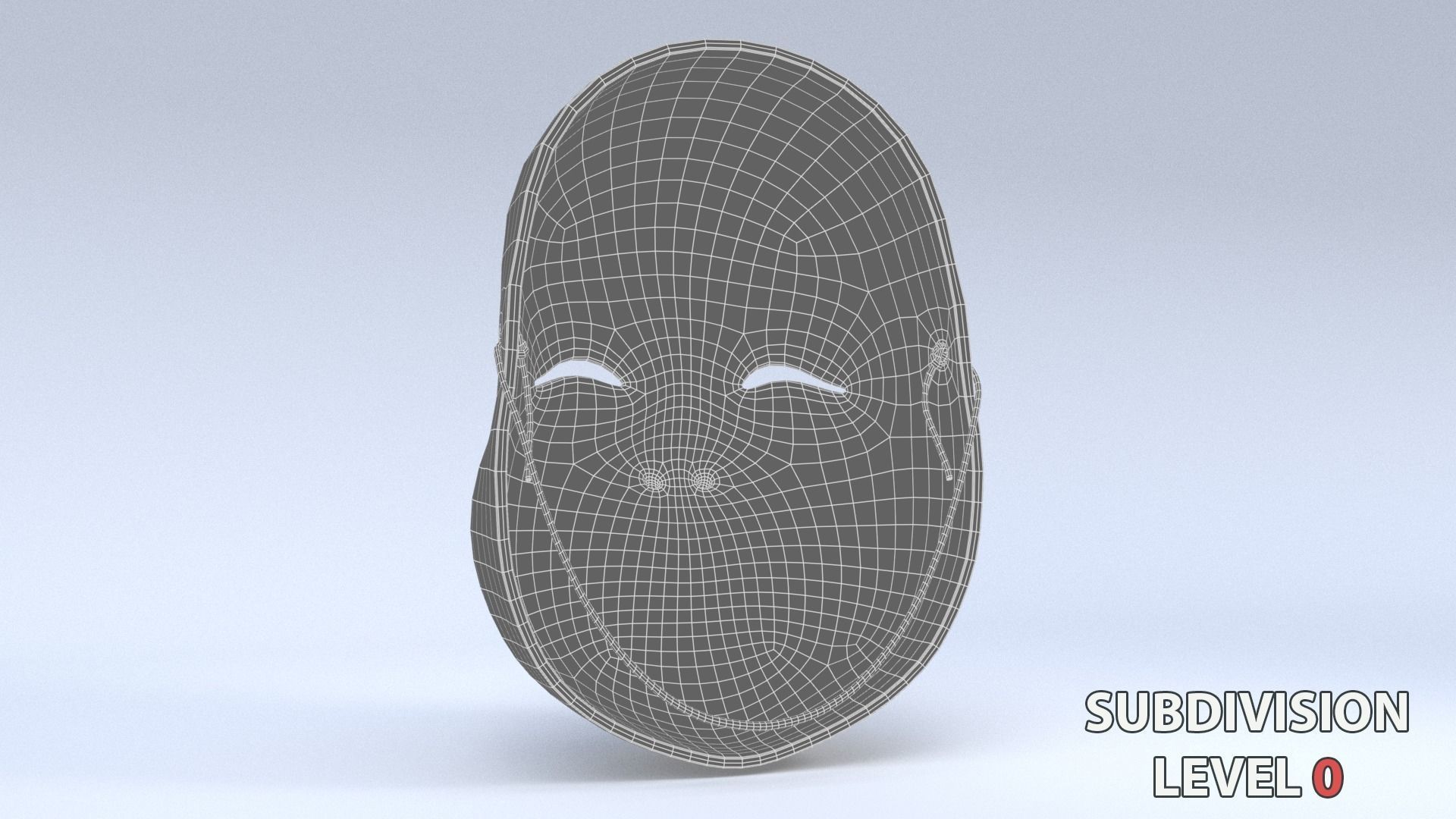 Japanese Okame - Otafuku Noh mask Low-poly 3D model_28