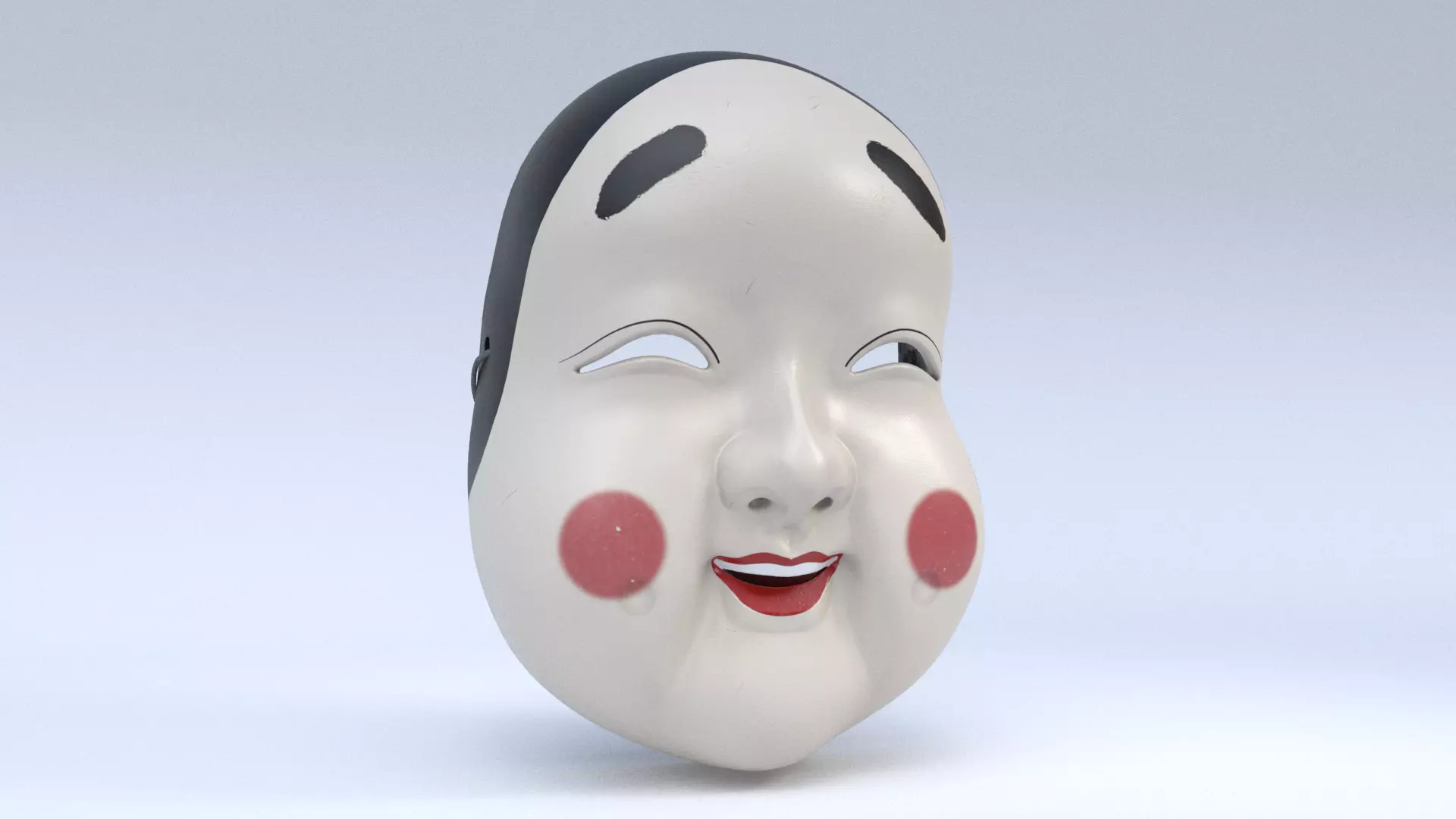 Japanese Okame - Otafuku Noh mask Low-poly 3D model_0