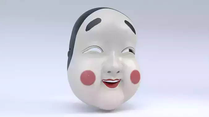 Japanese Okame - Otafuku Noh mask Low-poly 3D model