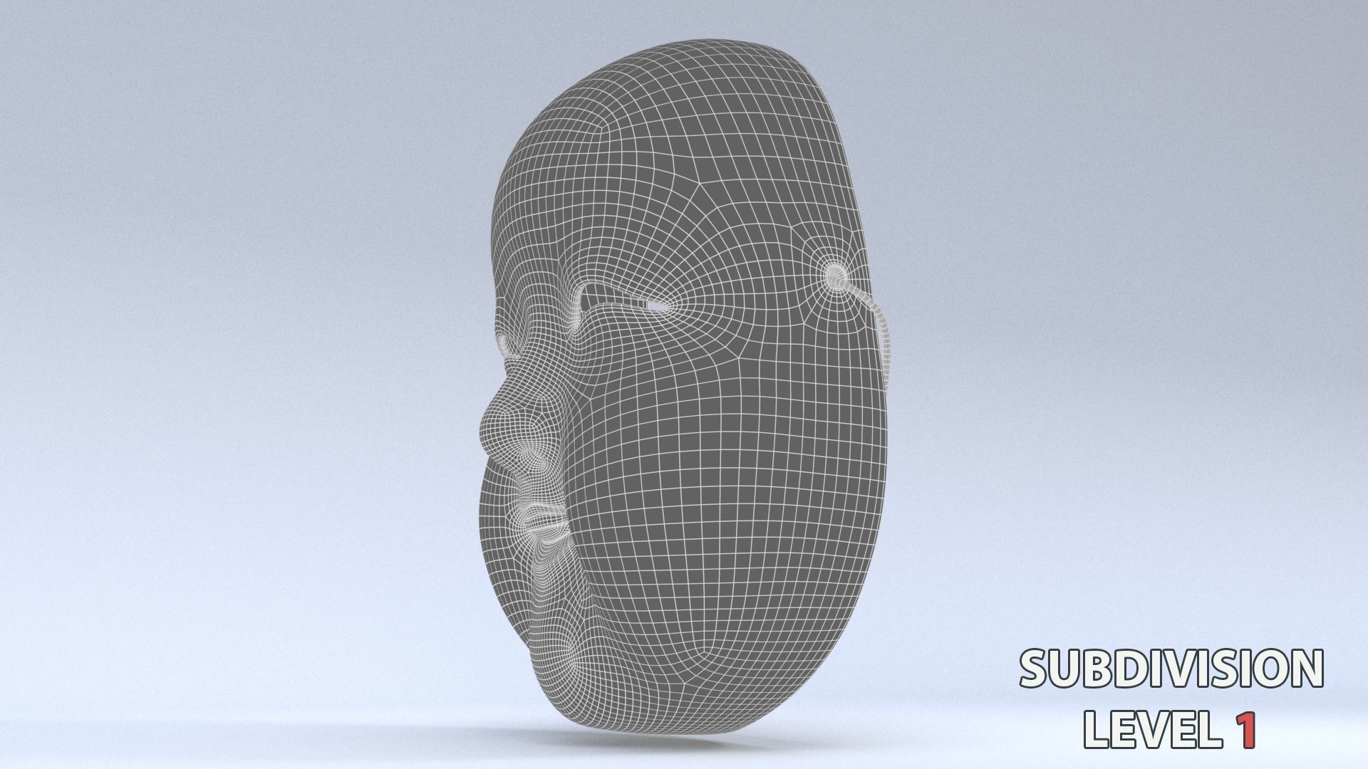 Japanese Okame - Otafuku Noh mask Low-poly 3D model_25