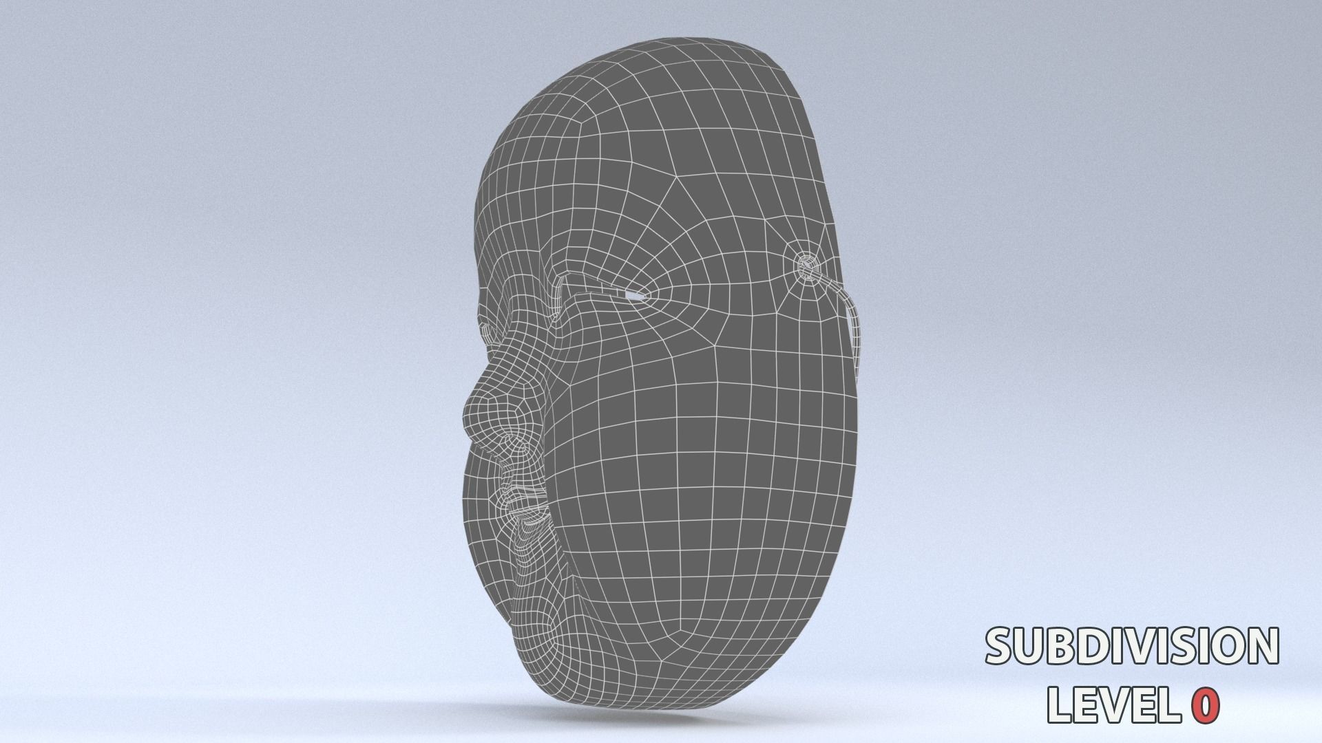 Japanese Okame - Otafuku Noh mask Low-poly 3D model_24
