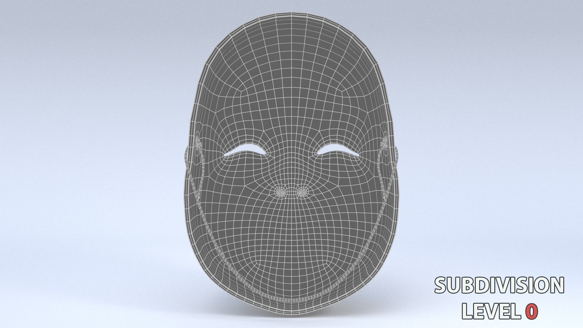 Japanese Okame - Otafuku Noh mask Low-poly 3D model_36