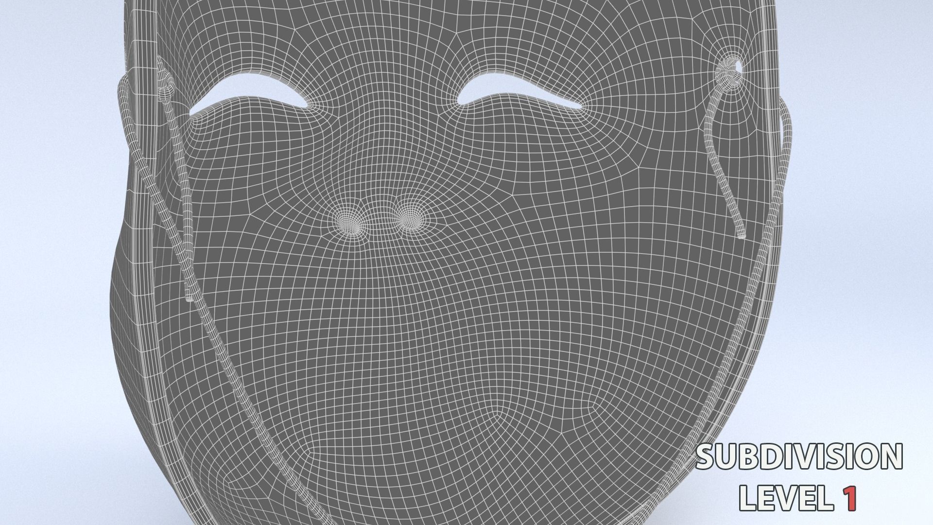 Japanese Okame - Otafuku Noh mask Low-poly 3D model_33