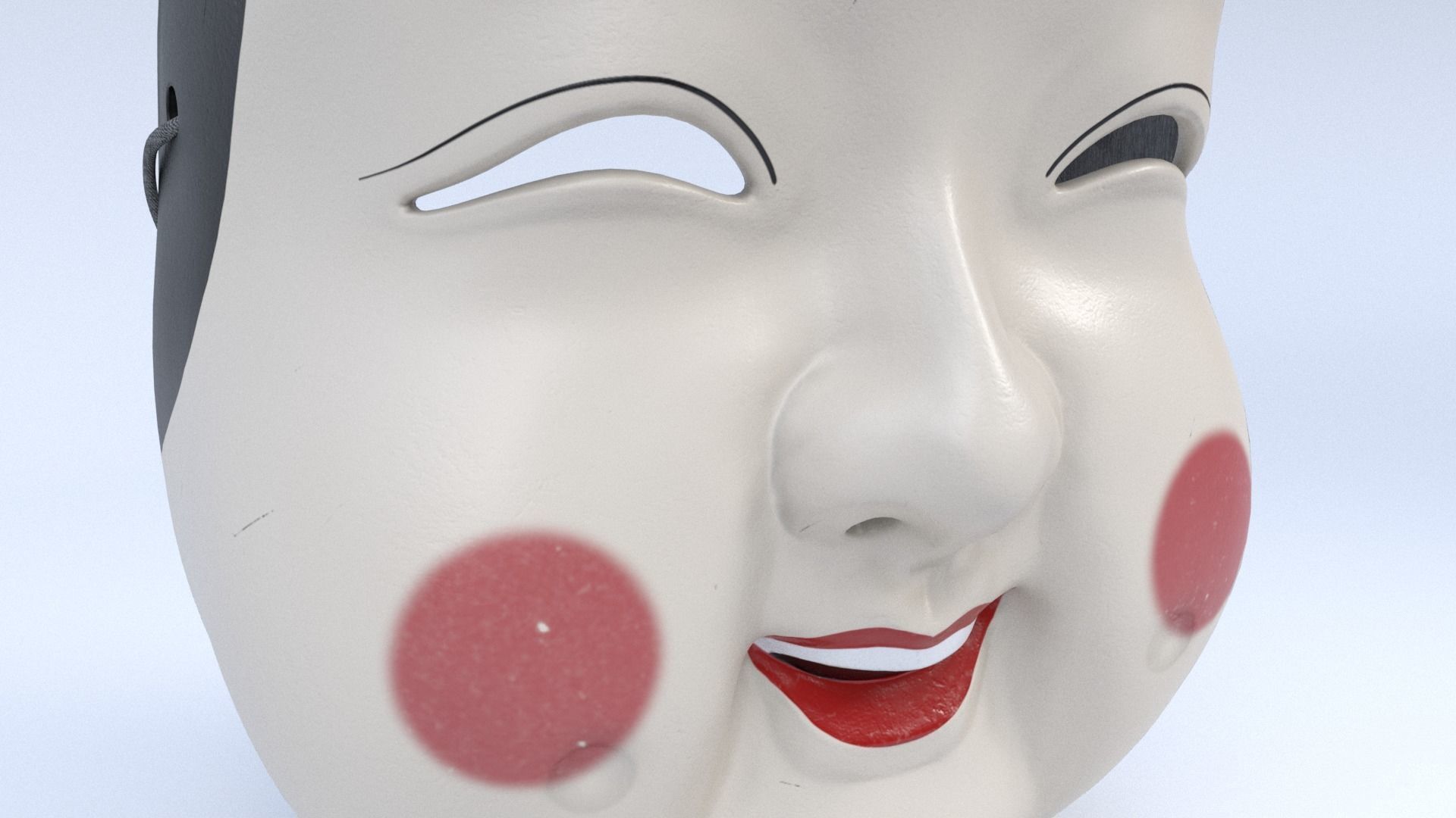 Japanese Okame - Otafuku Noh mask Low-poly 3D model_2