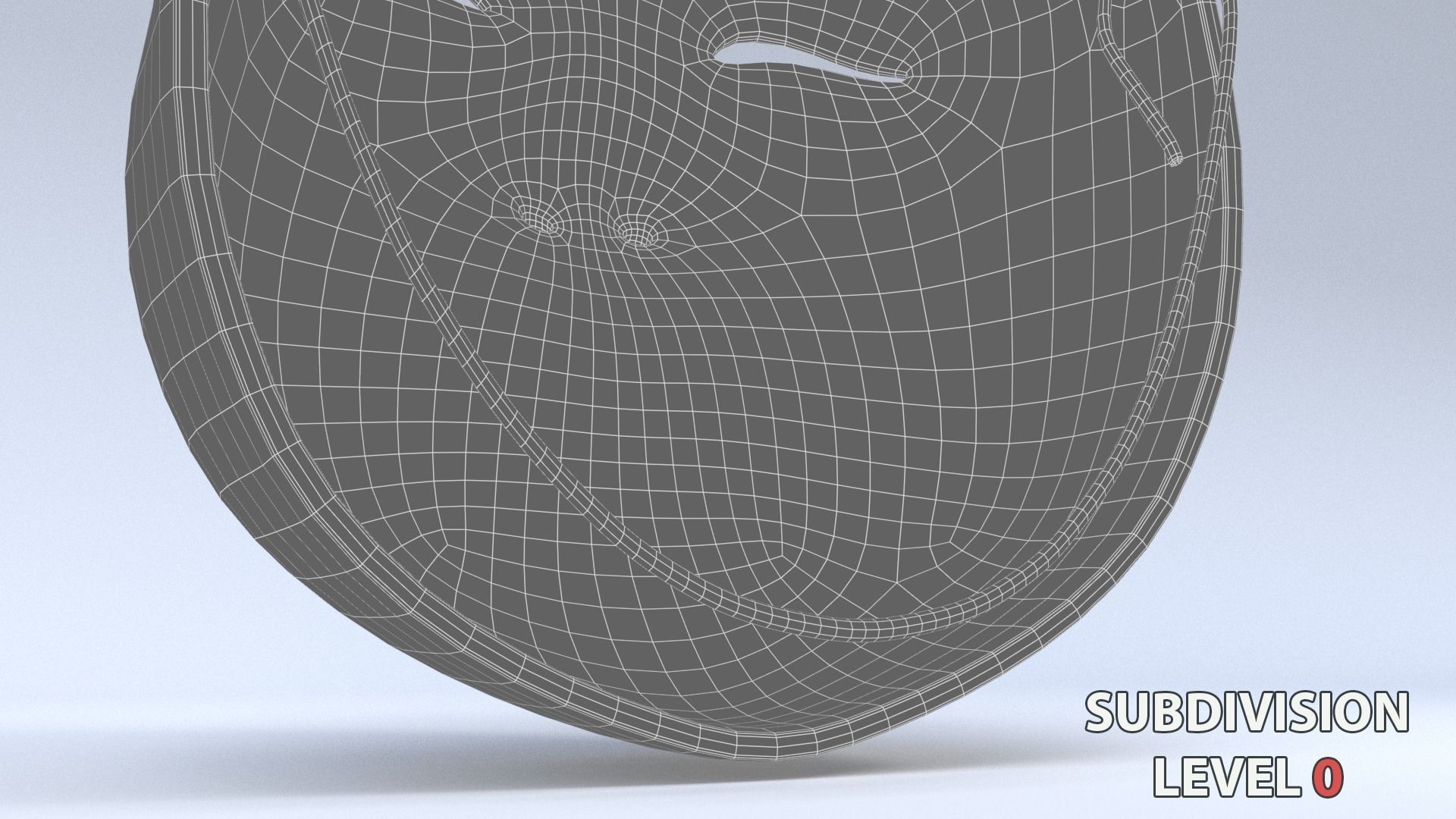 Japanese Okame - Otafuku Noh mask Low-poly 3D model_34