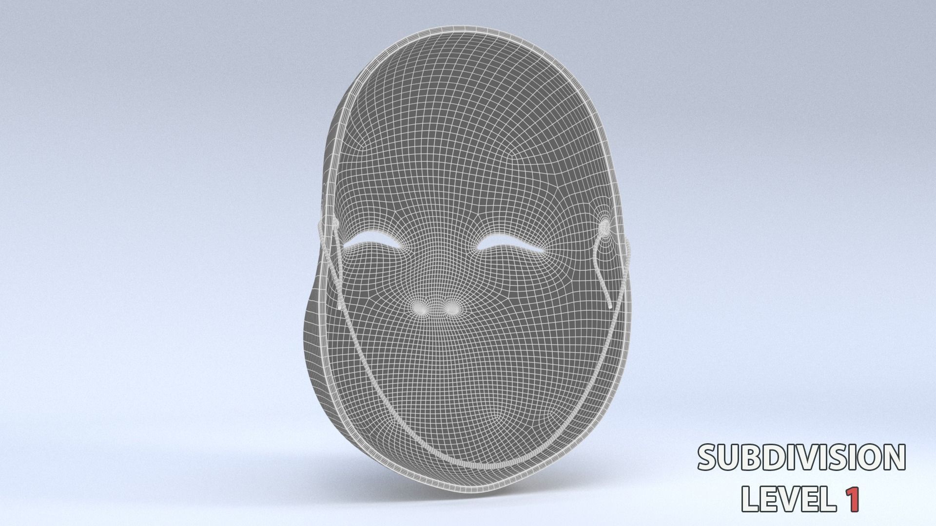 Japanese Okame - Otafuku Noh mask Low-poly 3D model_29