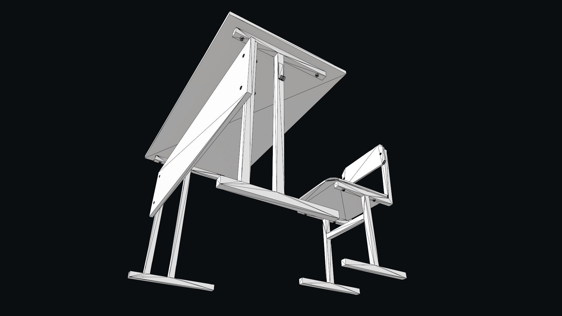 School Desk and Chair Low-poly 3D model_12