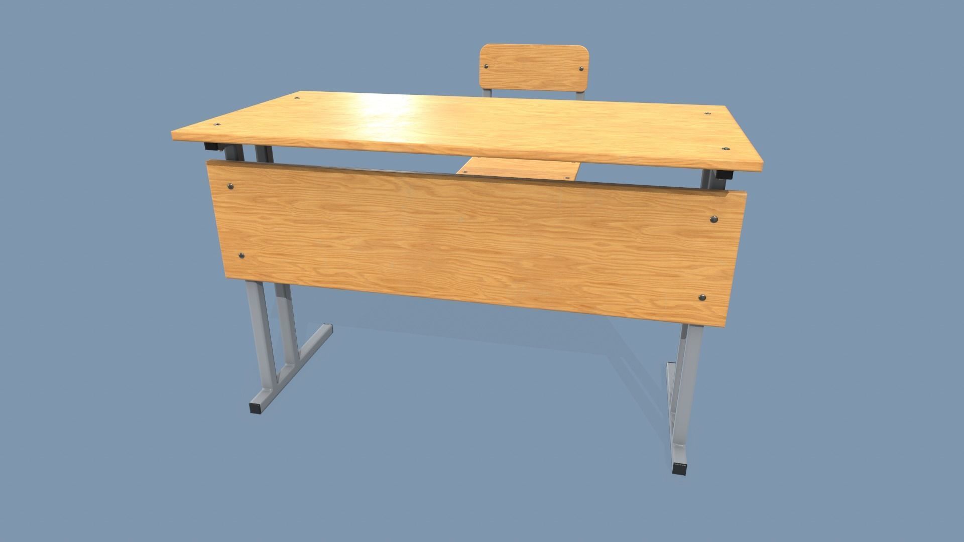 School Desk and Chair Low-poly 3D model_3
