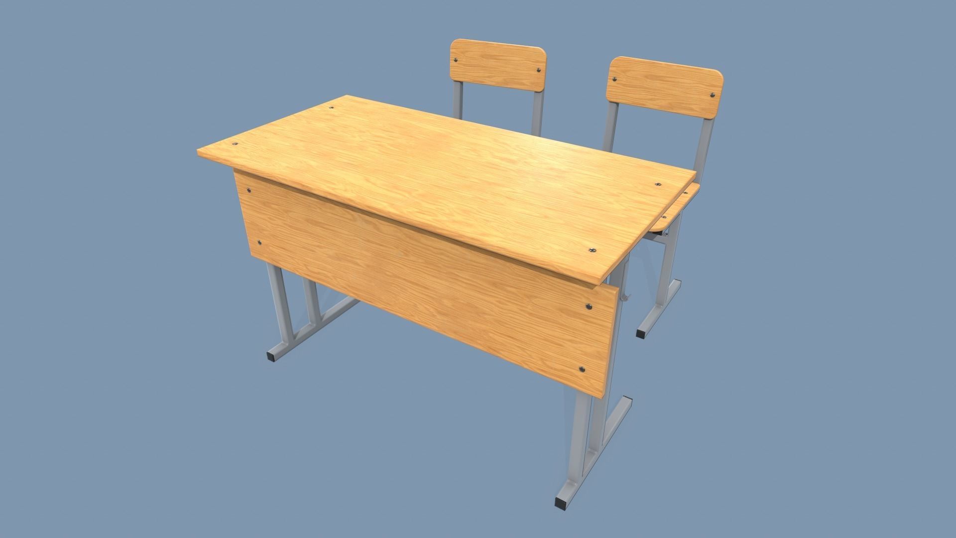 School Desk and Chair Low-poly 3D model_6