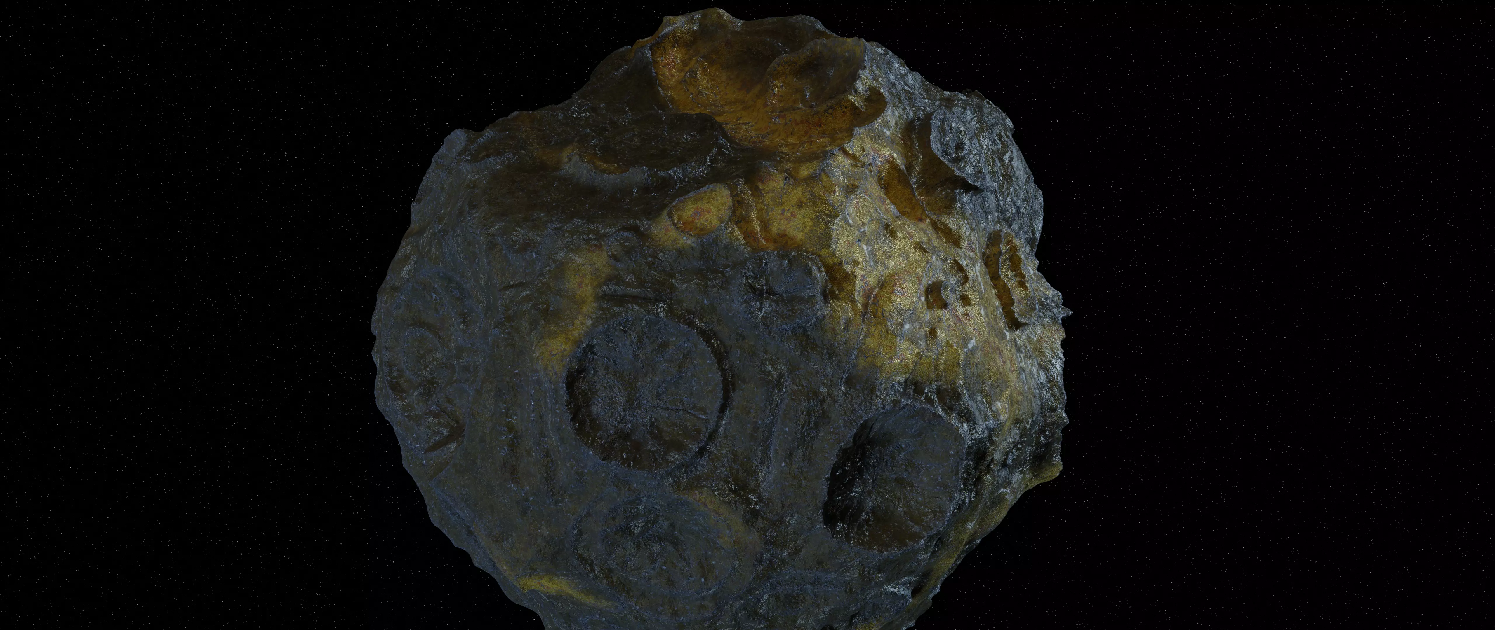 Asteroid with gold minerals 3D model_0