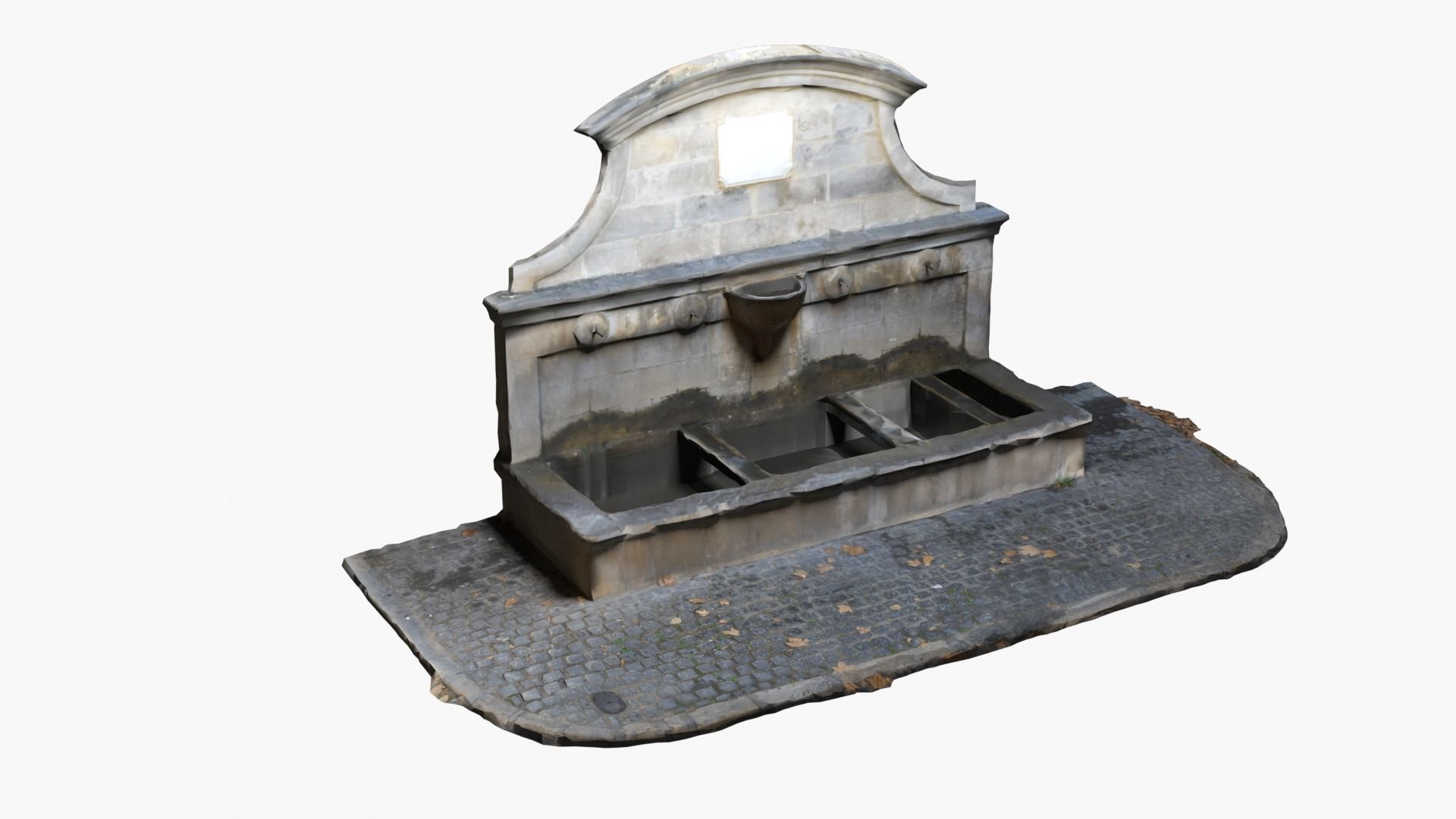 Photo-Scanned French Fountain Low-poly 3D model_3