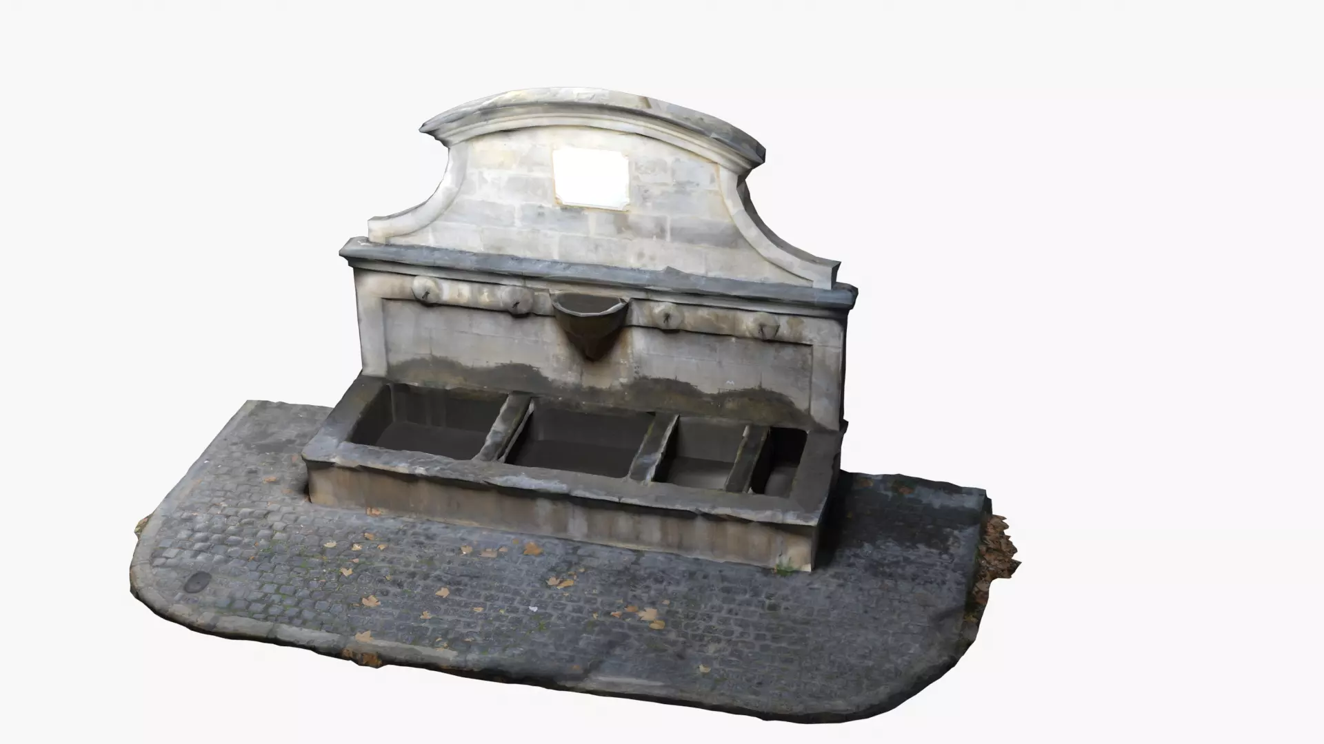 Photo-Scanned French Fountain Low-poly 3D model_0