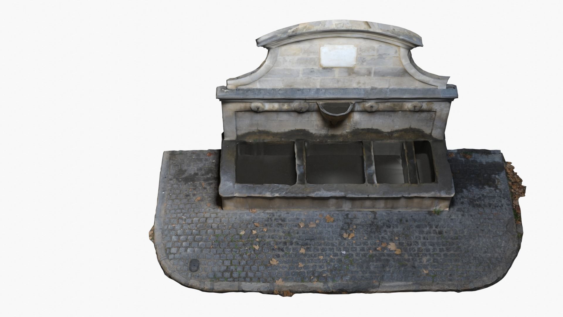 Photo-Scanned French Fountain Low-poly 3D model_4