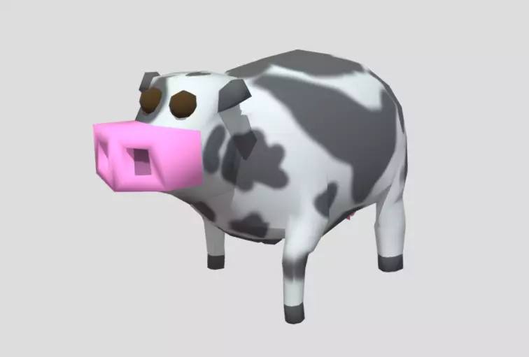 Low Poly Animated Cow Walk Cartoon Low-poly 3D model