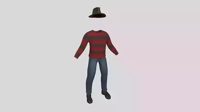 Freddy Krueger Costume 03 Jeans - Character Design Fashion Low-poly 3D model