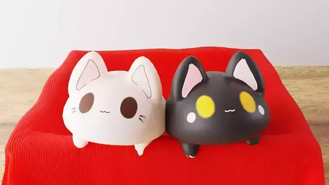 Hover Kitty VRCHAT READY Black and White  Low-poly 3D model